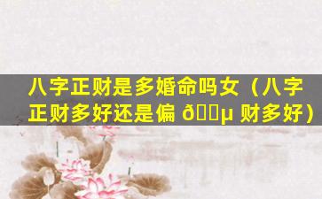 八字正财是多婚命吗女（八字正财多好还是偏 🌵 财多好）